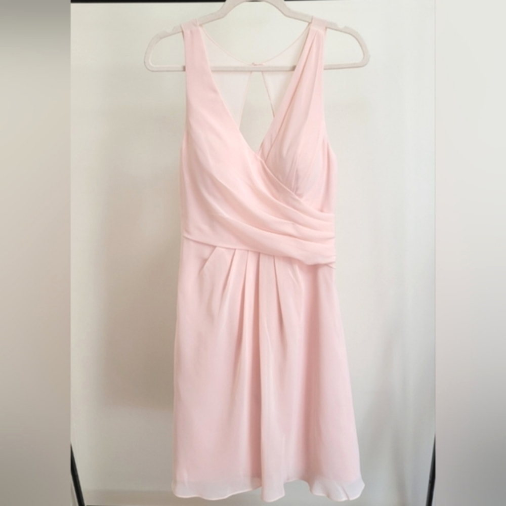 JJ's House Pink Pearl Faux Wrap Goddess Mini Dress size 10 - Picture 2 of 16